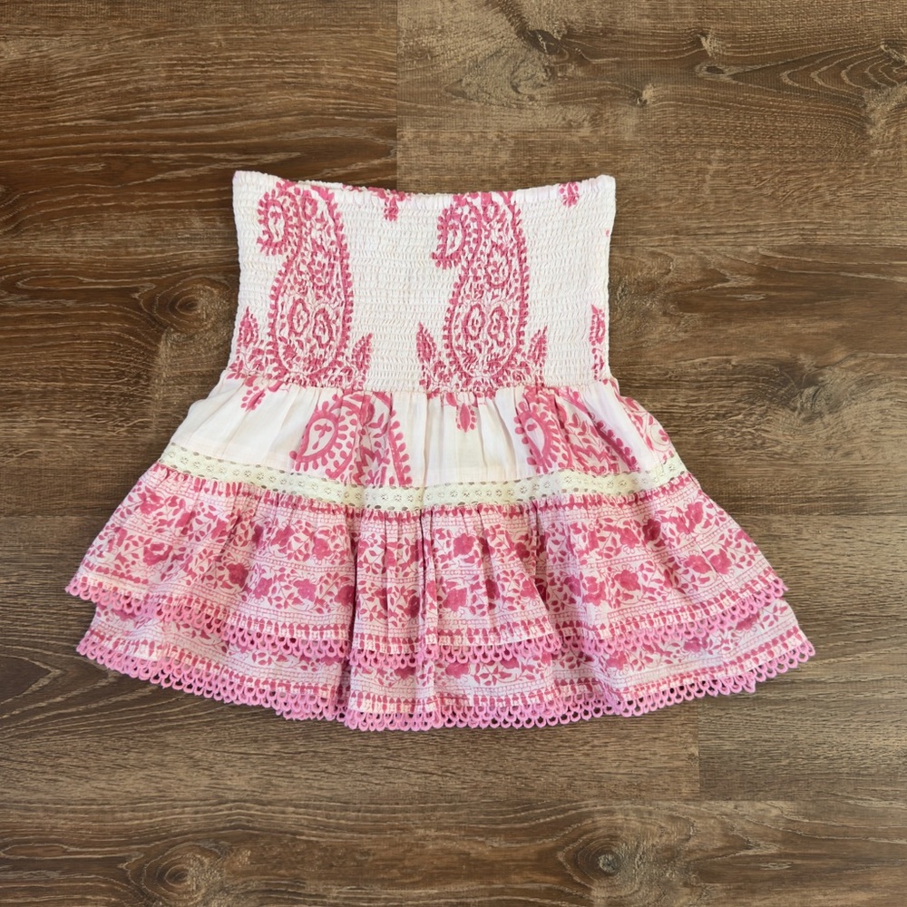Alicia Bell Pink Paisley Mira Skirt Smocked Mini Skirt XS NWT